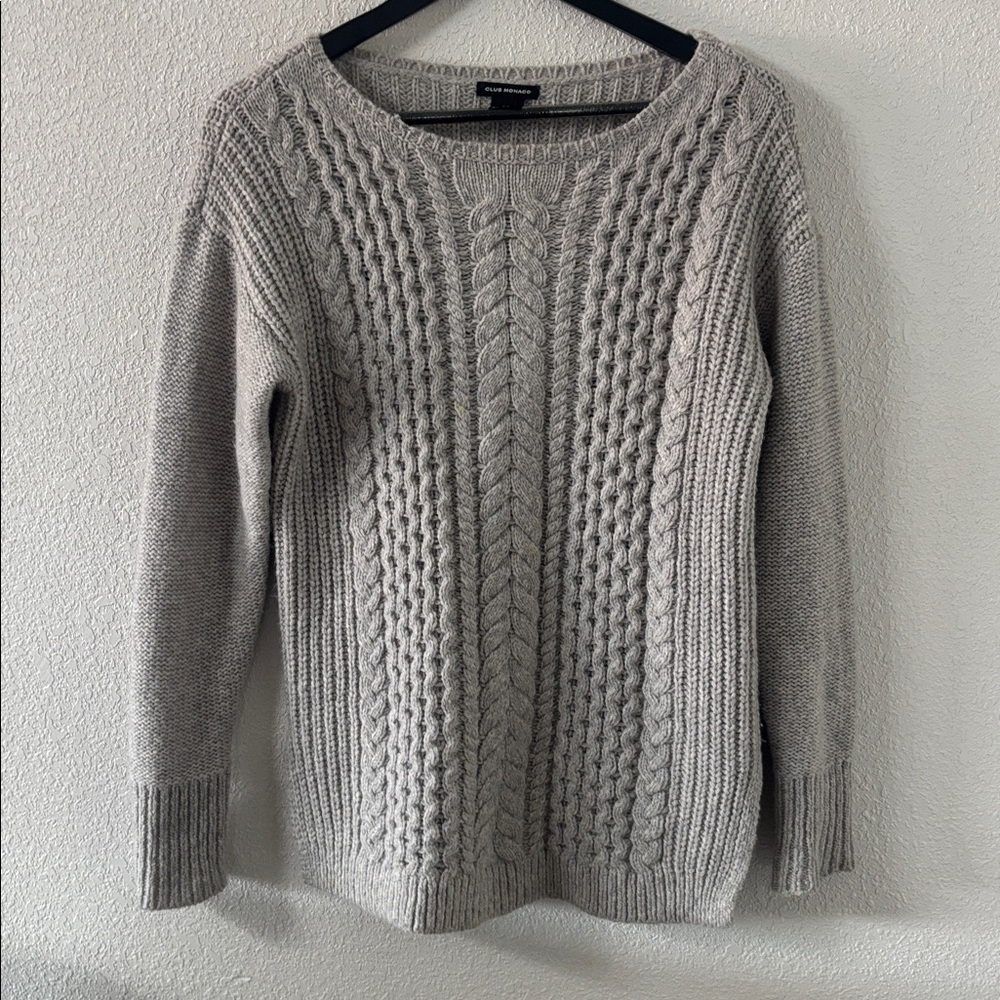 Club Monaco Gray  cable knit sweater Size Small